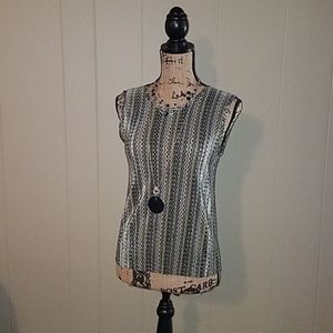 PLISSE' - Women's Blue and Black Pattern Top